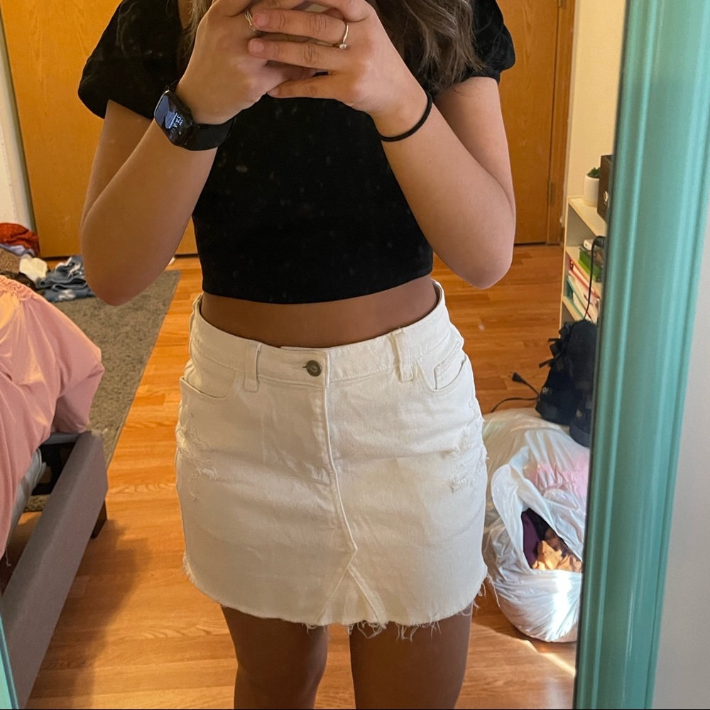 High rise jean skirt!
